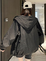 Printed sunscreen woman Summer 2022 new anti-UV breathable student Long sleeves Even cap jacket loose thin shirt