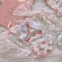 Pink Strawberry ~ Bow Tie Cute Day Tie Underpants Teenage Girl Lace Sexy Soft Cute Students Low Waist Sweet And Seductive