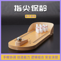 Fingertip bowling creative mini desktop small toy wooden children parent-child adult steel ball board game party game