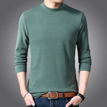 2019 autumn and winter new casual pullover mens T-SHIRT in young and middle-aged solid color mens half turtleneck long-sleeve base shirt