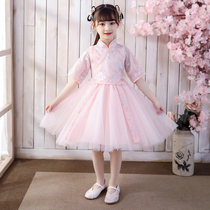 Girls cheongsam skirt Chinese style Hanfu Super fairy costume skirt childrens Republic of China style dress Tang suit summer dress