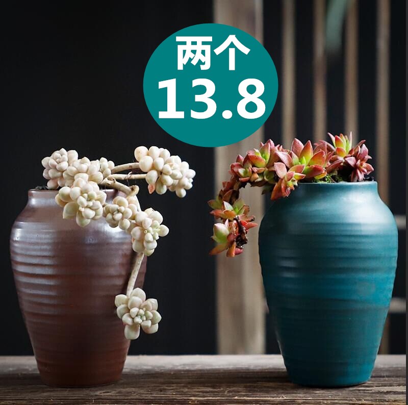 Old running the flowerpot coarse pottery breathable special large creative move clearance to restore ancient ways more meat meat meat plant ceramics flower POTS