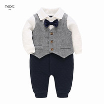 Next Kiddy Spring 2021 New Baby One-Piece Clothes Creepers Baby Air Cotton Harness Gentleman Kids Sets