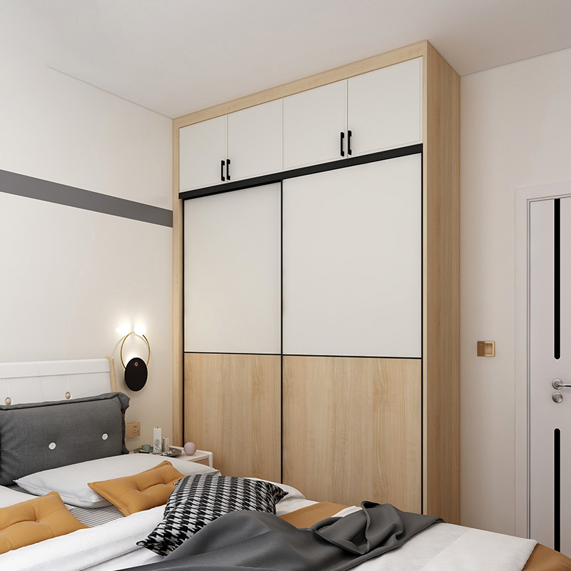 Pocket pearl furniture simple Nordic style bedroom wardrobe custom sliding door sliding door integral cloakroom custom