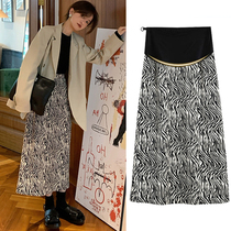 Pregnant Woman Half Body Dress Spring Autumn Season 2022 New Zebra Tattoo Temperament Pregnant Woman Short Skirt Casual Open Fork Fashion A-word Dress