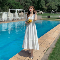 Pregnant woman summer dress 2021 new high waist fashion pregnant woman skirt summer fairy super fairy V-neck pregnant woman long dress