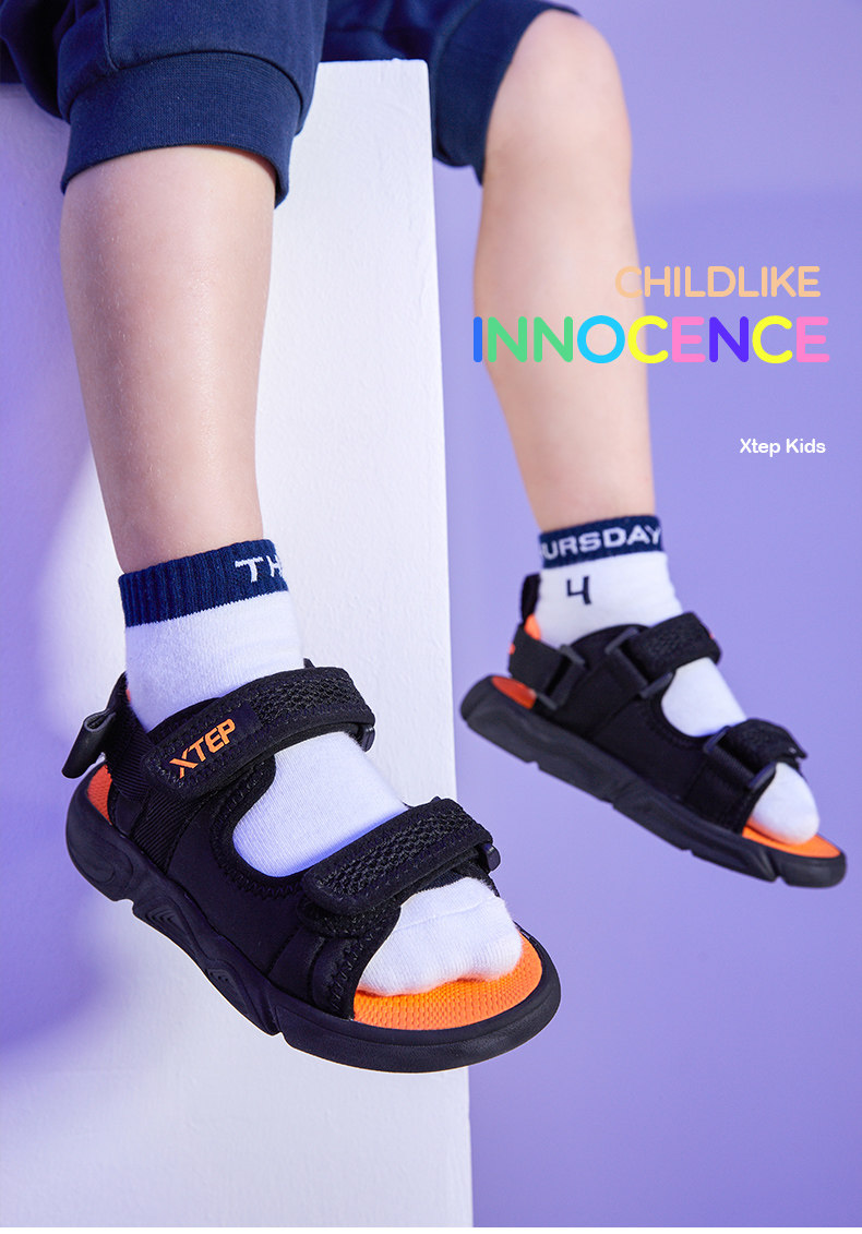 特步童鞋儿童凉鞋男童中大童2020新款夏季运动时尚软底小童沙滩鞋