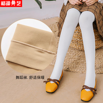 Autumn and winter childrens skin color pantyhose thickened girl leggings plus Velvet Baby Dance socks flesh color light leg artifact