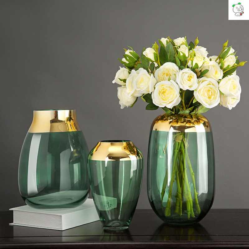 Nordic glass vase furnishing articles sitting room flower arranging creative simulation of dry flower tea table TV table wine decorative furnishing articles