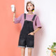 Denim overalls was thin waist shorts female summer loose suspenders pantyhose straight jeans large size piece pants children Denim overalls was thin waist shorts female summer loose suspenders pantyhose straight jeans large size piece pants children