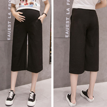 Pregnant women Capri pants summer thin wear pregnant women pants summer loose size casual split black leggings