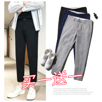 Pants men Korean version of the trend slim black mens casual nine mens pants summer thin trousers small feet pants men