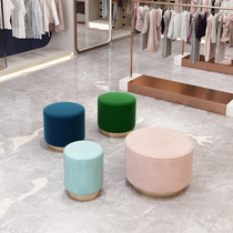 Simple small stool clothing store round stool flannel low stool Net red light luxury beauty salon shoe stool dressing stool makeup stool