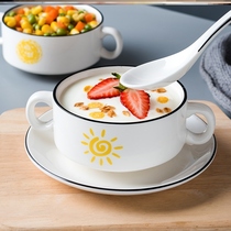 Porridge bowl breakfast bowl commercial ceramic dessert bowl sugar water birds nest sugar water birds nest sugar water double ear soup bowl Cup ice cream salad pudding bowl