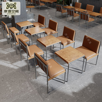 Stainless steel tea restaurant tables and chairs commercial milk tea shop Hong Kong style tea restaurant afternoon tea simple meal wall booth sofa
