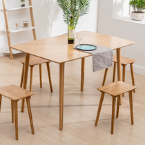 Nordic style solid wood dining table Modern simple household small household type 4 people simple dining table Rental economy table