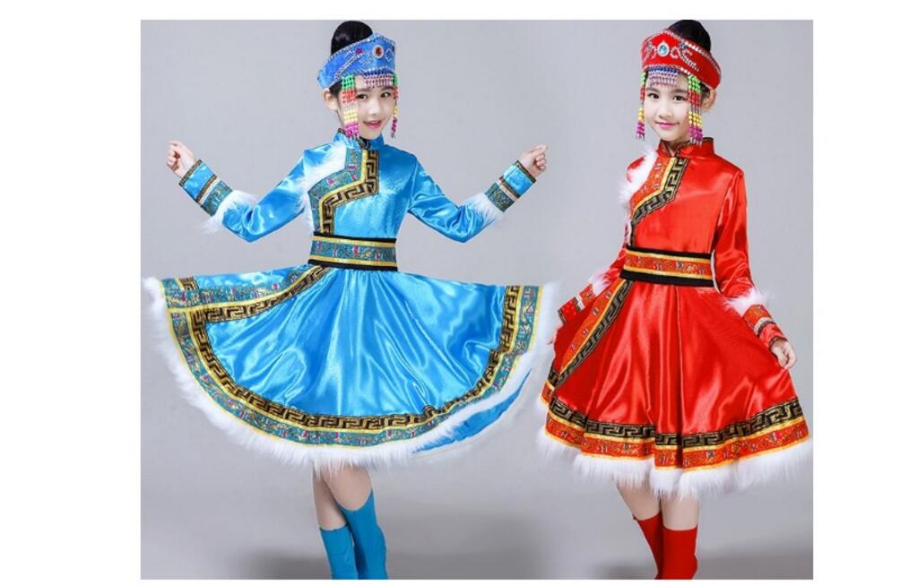 元旦新款舞蹈服裙子幼儿园少数民族蒙古族男女款表演出服装藏族