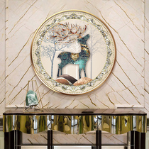 Entrance to the family Xuanguan Decorative Painting Round the door Entrance Hanging Painting Veranda Aisle Wall Mural Modern Light Lavish Living Room Restaurant Wall Painting Deer