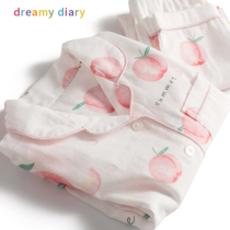 Childrens pajamas spring and autumn cotton gauze girl long sleeve cute princess big girl baby air conditioning home suit suit