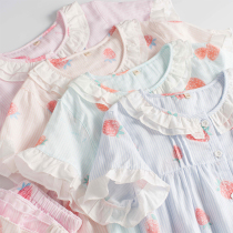 Dream diary girl pajamas set cotton summer short sleeve thin short sleeve shorts cotton yarn cute home wear