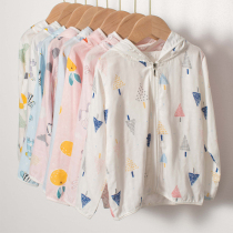 Childrens sunscreen clothes thin breathable summer bamboo cotton girls 2021 new boys UV-proof baby air-conditioned shirt