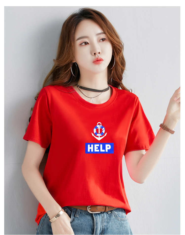 短袖t恤女装2021春夏季新款女士红色打底衫运动休闲纯棉上衣潮t恤