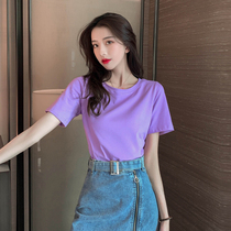 Net red and potato purple cotton short-sleeved t-shirt female loose 2022 new ins super hot Korean version wild top summer