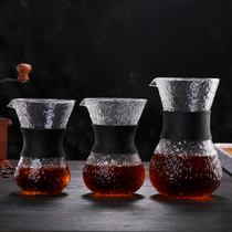 High temperature resistant glass hammer pattern coffee pot hand punch pot cup 304 stainless steel double filter heat insulation silicone set