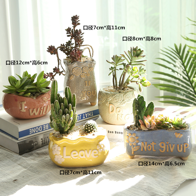 Sitting room more meat ceramic breathable flowerpot landscape combination suit girl heart balcony potted indoor green, the plants