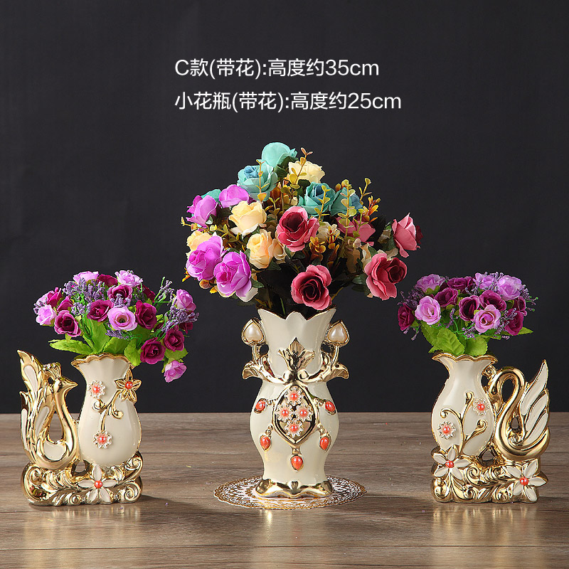 European ceramic vase furnishing articles home sitting room flowers green plant lily flower vase decoration glass vase