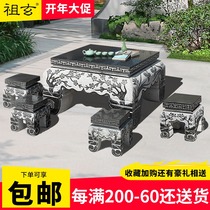 Stone table stone stool courtyard garden outdoor antique square table and chair villa home natural stone table set tea table