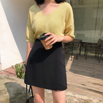 Skirt Women High Waist 2019 New Slim A- line dress Skirt One Step Skirt Student Toilwear Black Skirt Women