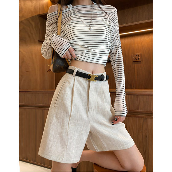 Line shorts for women 2025 summer thin loose high waist A-line casual suit Tianshizi five-point sports shorts
Line shorts for women 2025 summer thin loose high waist A-line casual suit Tianshizi five-point sports shorts