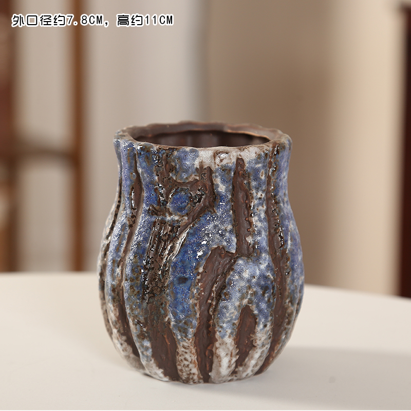 Ceramic flower pot blasting crack zhuang zi end coarse pottery, fleshy special breathable individuality creative indoor large meat meat to restore ancient ways