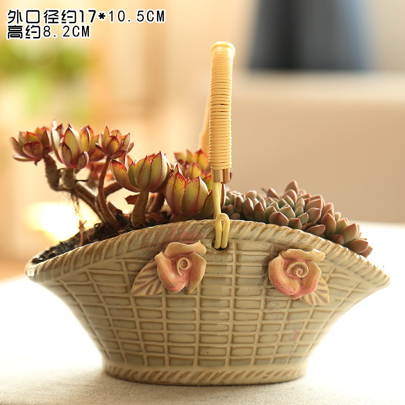 End fleshy flower pot small platter pinch flower Korean big caliber combination old running the creative special indoor ceramic POTS