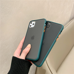 适用于iPhone 11pro max磨砂耐脏7plus水洗保护套6s硅胶防摔8x包边6p男士手机壳女款简约XR苹果x不