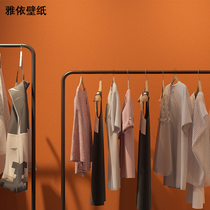 Hermes orange orange wallpaper self-adhesive background wall waterproof and moisture-proof Nordic bedroom solid color clothing store wallpaper stickers