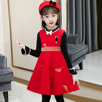 Girl dress autumn and winter long sleeve 2020 new childrens foreign style childrens clothing girl maoze princess two-piece set