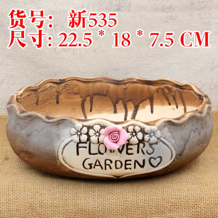 Flowerpot ceramic platter to restore ancient ways more meat meat meat plant rectangular creative coarse pottery move extra large caliber basin