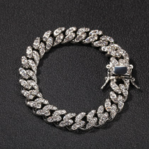 pp same Cuban full diamond bracelet men and women tide personality hip hop rap Gu link chain bracelet