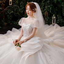 French main wedding dress 2021 new bridal dress luxury high-end simple atmosphere Dreamland long tail Super fairy