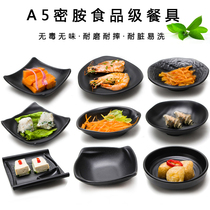 Bar KTV Creative Black Snacks Snack Dish Resistant irregular disc Thickened Imitation Porcelain Round Melamine Cutlery