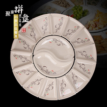 Parquet Cutlery Combinations for Chinese New Year Home Pendulum Pan Melamine Imitation Porcelain Roundtable Hotpot Vegetable Hotels Restaurant Nets Red Plates