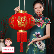 2021 New Year Spring Festival Red Lantern Gate Outdoor Waterproof Flocking Lantern Chinese Style Lantern Chandelier