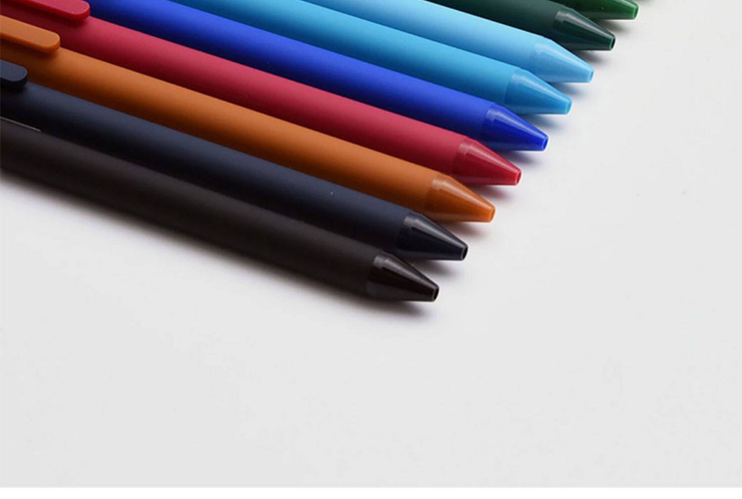 kaco书源复古五色按动式中性笔学生用彩色水笔做笔记手帐专用黑笔0.