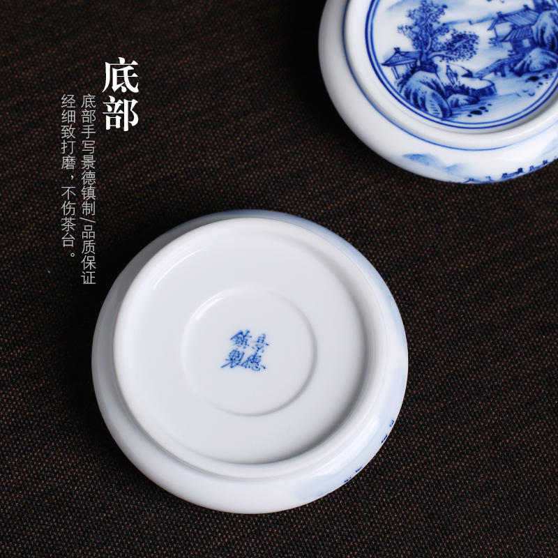 Jingdezhen up the fire which is checking ceramic hand - made porcelain cover set pot holder cover kung fu tea accessories cup mat