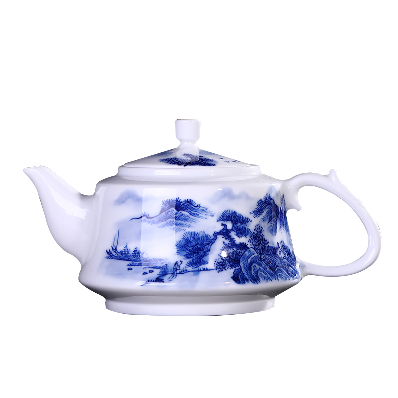 Jingdezhen porcelain painting landscape ceramic household one single pot with filter kung fu tea pot lid of blue and white porcelain bowl