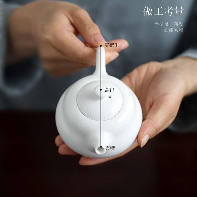 Jingdezhen up the fire which white porcelain hand little teapot single pot of kung fu tea set ceramic teapot with a filter