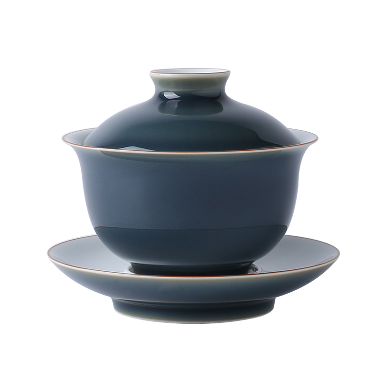 Jingdezhen up the fire which ji blue tureen only three bowl of tea set ceramic cups white porcelain household kunfu tea tea