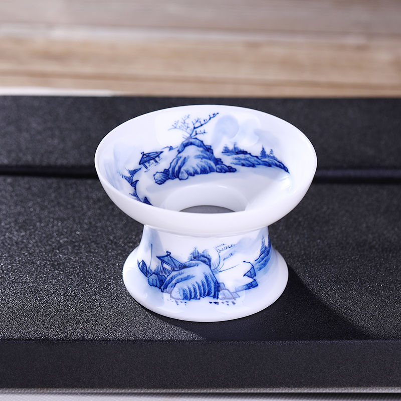 Jingdezhen up the fire which is hand made blue and white porcelain) tea strainer tea accessories checking ceramic tea